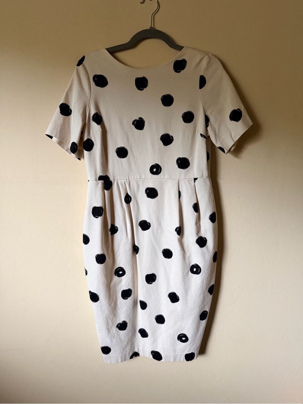 ASOS White Midi Dress with Black Polka Dots